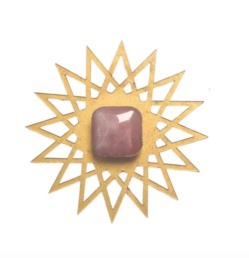 pink quartz knob with sunburst LUCiTE backplate