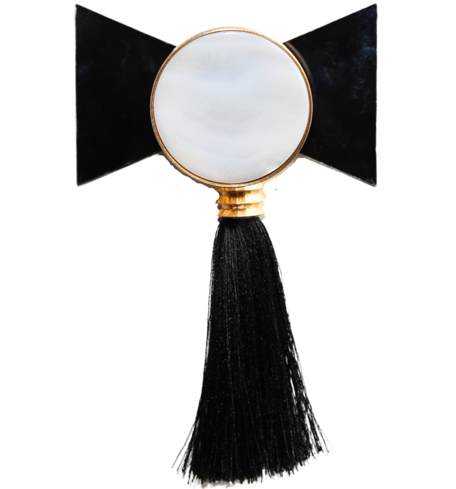 black backplate with white opal knob