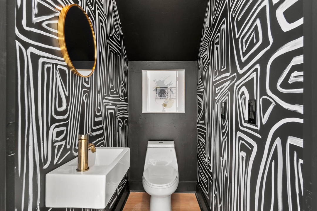 Black/ White Hand painted Powder Room