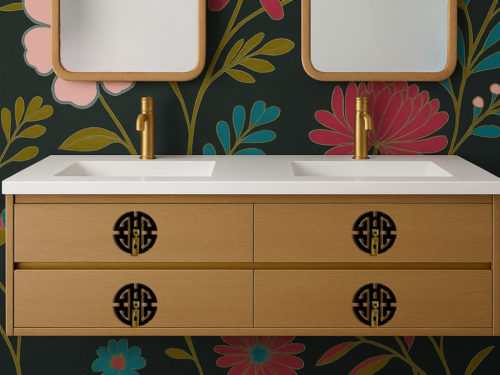 Hand Painted cabinet and lighting hardware